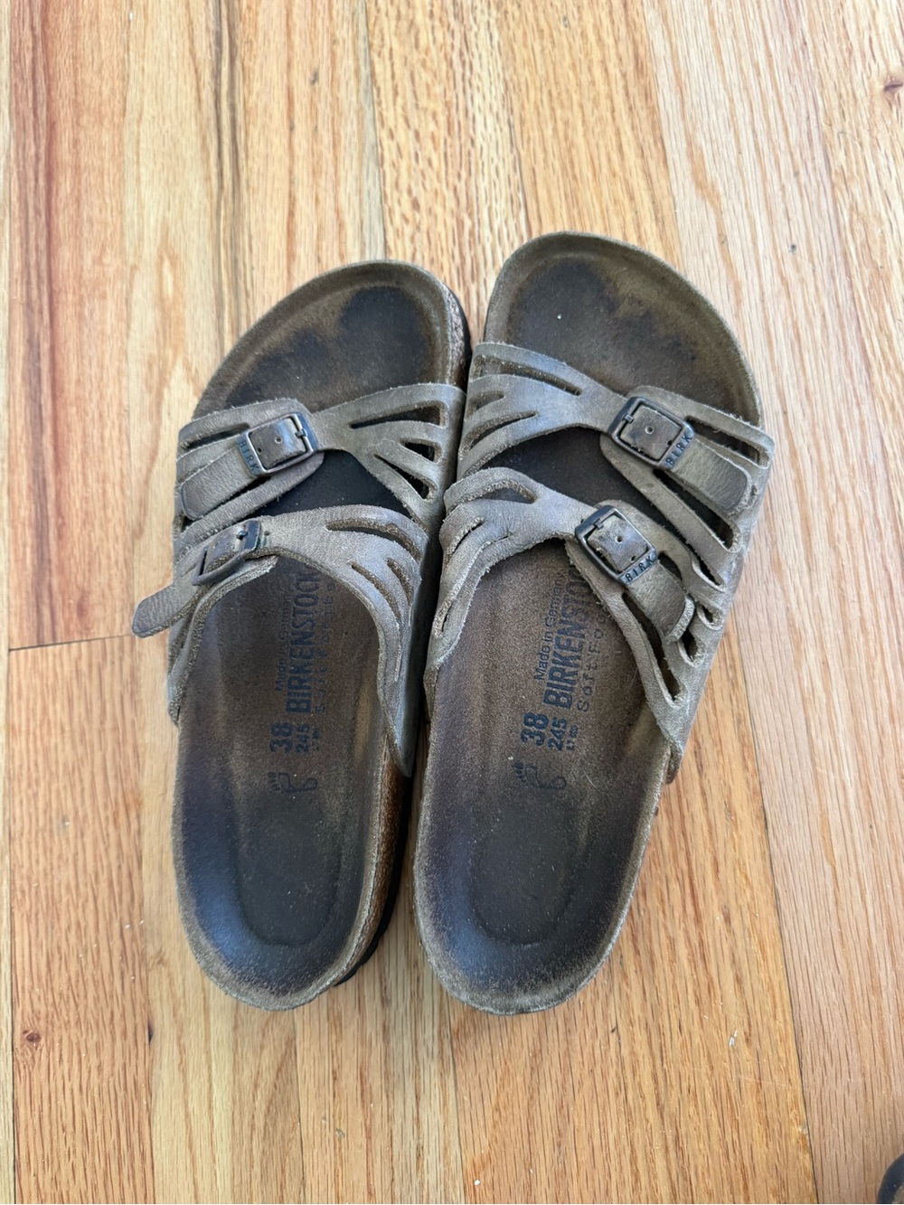 Birkenstock Brown Suede Double-Buckle Slide Sandals